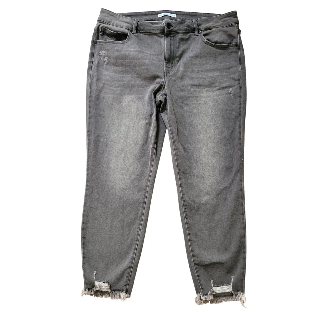 KanCan 20 Skinny Jeans Womens Grey Distressed Frayed Hem Maurices 226717